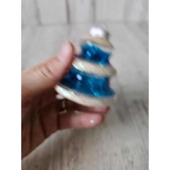 Radko tree tinsel glitter blue vintage ornament glass Xmas tree - Picture 9 of 9